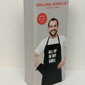 Funny BBQ Grilling Gift Apron and Mitt Set for Men